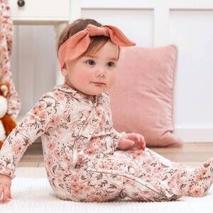 NEW TESA BABE baby girl's bamboo zipper romper in wildflowers